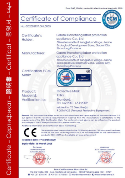 certificado ffp2